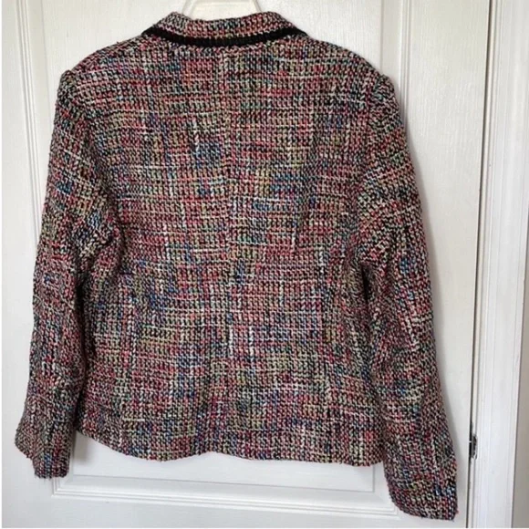 Vintage Sag Harbor Blazer Wool Blend Woven 80s Colorful Pink Orange Blue Green - Picture 6 of 16